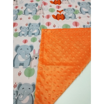 Dětská deka - lišky a sloni - oranžová