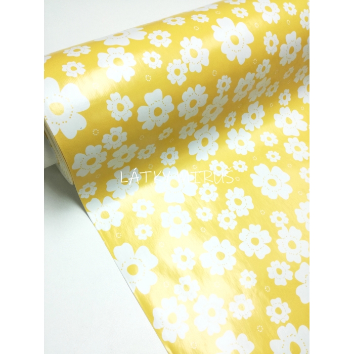 PVC ubrusovina - květy na žluté