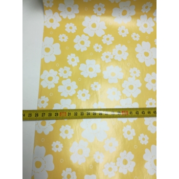 PVC ubrusovina - květy na žluté