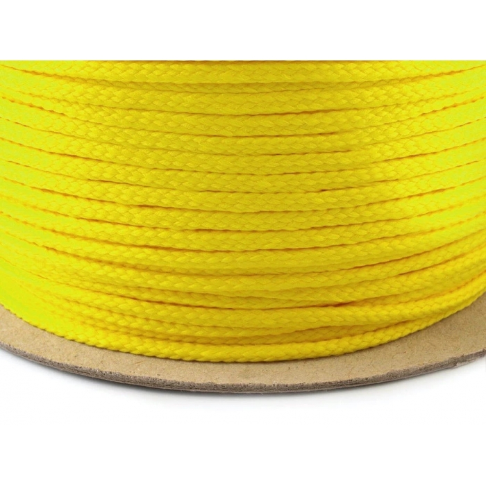 Šňůra PES 4mm - žlutá šafránová
