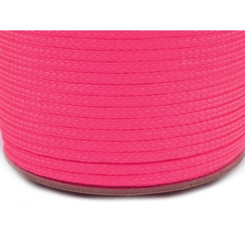 Šňůra PES 4mm - neon. růžová