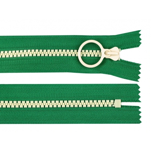 Zip kostěný 20cm - zelený