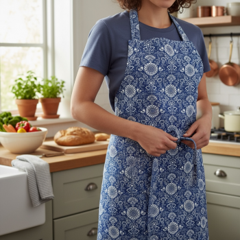 Zástěra - ptáčci v modrém