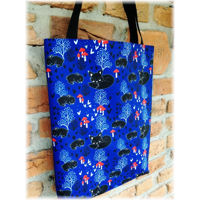 Nákupní taška - liška na modré