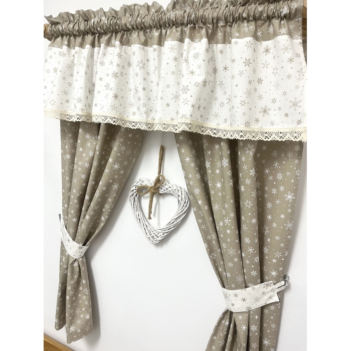 Vánoční set na okno - vločky béžové 2