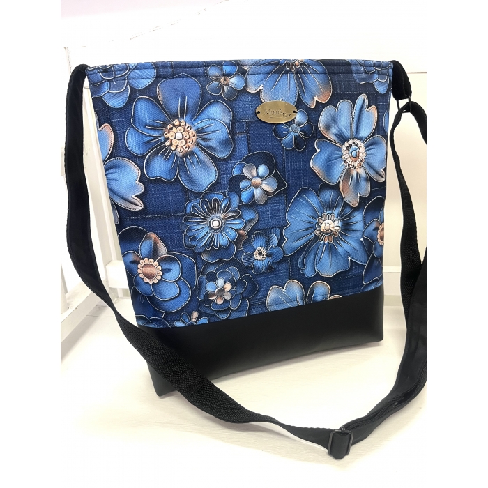 Crossbody - květy denim