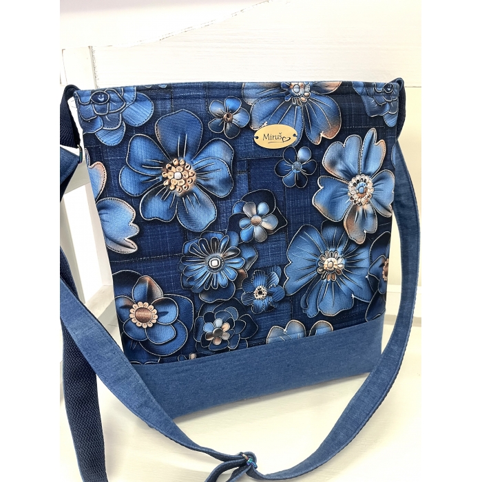 Crossbody - květy denim 2