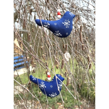 Ptáček k zavěšení - modrotisk