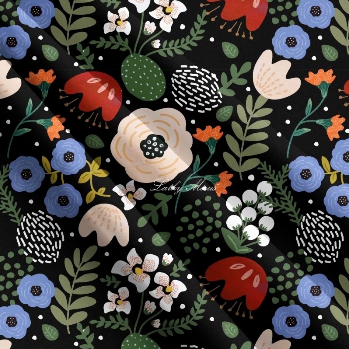 Kočárkovina - květy barevné na černé